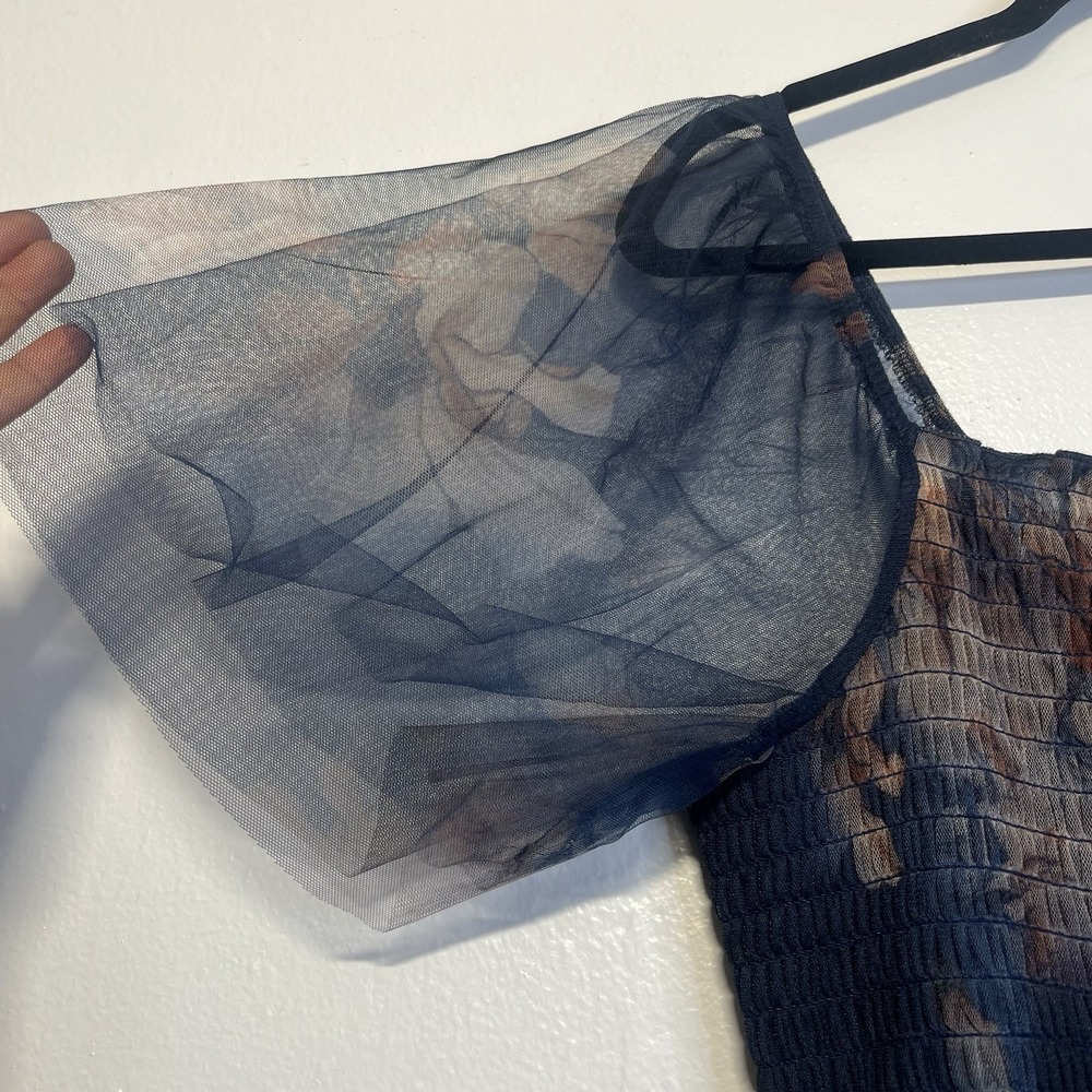 Baltic Born Cassandra‎ Tulle Maxi Dress Dark Blue Floral SZ xl Ethereal Romantic - Picture 7 of 16